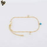 (1-0147) Gold Laminate - Snake Link Charms Anklet- 9.5" - BGF