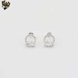 (2-3205) 925 Sterling Silver - Zircon Hearts Circle Earrings.