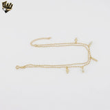 (1-0051) Gold Laminate - Double Link Sea Charms Anklet - 10" - BGF