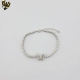 (2-0439) 925 Sterling Silver - Zircon Butterfly Bracelet.