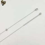 (4-7043) Stainless Steel - Tie Zircon Stars Necklace - 16"