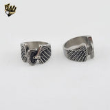 (4-0023-1) Stainless Steel -  Wheel Men Ring.