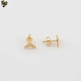 (1-1162-7) Gold Laminate - Whale Tail Stud Earrings.