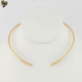 (1-6161) Gold Laminate - Thick Wire Choker Necklace - 16" - BGF
