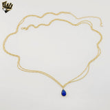 (1-6494-2) Gold Laminate - 2mm Figaro Link Blue Zircon Body Chain - BGF