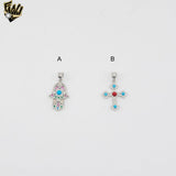 (2-1156) 925 Sterling Silver - Multicolor Religious Pendants.