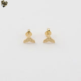 (1-1162-7) Gold Laminate - Whale Tail Stud Earrings.