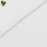 (2-0302) 925 Sterling Silver - 3mm Carved Herringbone Bracelet.