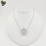 (4-7105) Stainless Steel - Zircon Rose Necklace - 16"