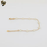 (1-0785-1) Gold Laminate - Flower Pearl Bracelet - 7" - BGF