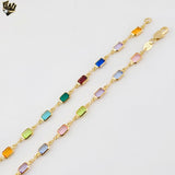 (1-1607) Gold Laminate - 5mm Multicolor Rectangles Link Chain - BGF
