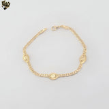 (1-0596) Gold Laminate - 3.5mm Mariner Link Evil Eyes Bracelet - 7.5" - BGF