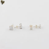 (2-3021) 925 Sterling Silver - Square Zircon Stud Earrings.