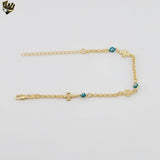 (1-0663) Laminado de oro - Pulsera con eslabones curvos contra el mal de ojo de 3 mm - BGF