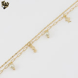 (1-0051) Gold Laminate - Double Link Sea Charms Anklet - 10" - BGF