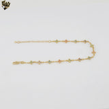 (1-0159) Gold Laminate - 7.5mm Multicolor Cross Anklet - 10” - BGF