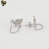 (2-3220) 925 Sterling Silver - Butterflies Stud Earrings.