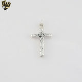 (2-1028-1) 925 Sterling Silver - Flower Cross Pendant.