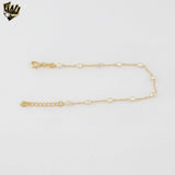 (1-0489-1) Gold Laminate - 1mm Link Pearl Heart Bracelet - 7” - BGF