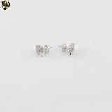 (2-3121-1) 925 Sterling Silver - Zircon Flower Stud Earrings.