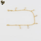 (1-0632) Gold Laminate - Zircon Charms Paper Clip Bracelet - 7" - BGF
