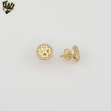 (1-1197-3) Gold Laminate - Stud Zircon Flower Earrings - BGF