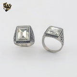 (4-0024) Stainless Steel - Oxidized Zircon Men Ring.