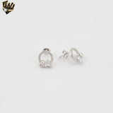 (2-3205) 925 Sterling Silver - Zircon Hearts Circle Earrings.