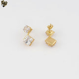 (1-1222-6) Gold Laminate - Square Zircon Earrings - BGF