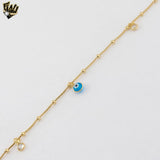 (1-0147) Gold Laminate - Snake Link Charms Anklet- 9.5" - BGF