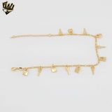 (1-0248-1) Tobillera con flores laminadas en oro - 25 cm - BGF