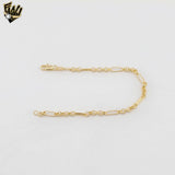 (1-0720) Gold Laminate - Mixed Links Bracelet - 7''- BGF
