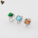 (2-5138) 925 Sterling Silver - Chunky Zircon Ring.