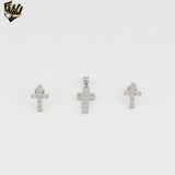 (2-6359) 925 Sterling Silver - Zircon Cross Set.