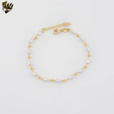 (1-0497) Gold Laminate - Pearl and Balls Bracelet - 7" - BGF