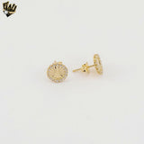(1-1139-2) Gold Laminate -  Round Flower Stud Earrings - BGF