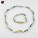 (MSET-55) Gold Laminate -Green Baroque Pearls Set