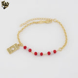(1-0556) Laminado de oro - Pulsera de elefantes con eslabones alternativos de 5 mm - 7,5" - BGO