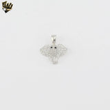 (2-1495) 925 Sterling Silver - Zircon Elephant Face Pendant