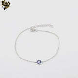 (2-0324) 925 Sterling Silver - Single Evil Eye Bracelet.
