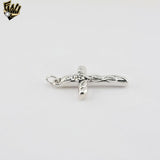 (2-1028-1) 925 Sterling Silver - Flower Cross Pendant.