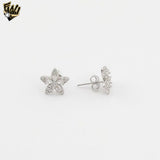 (2-3094) 925 Sterling Silver -Zircon Flower Stud Earrings.