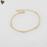 (1-0628-1) Gold Laminate - Pearl Rolo Link Bracelet - 7" - BGF