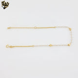 (1-0154) Gold Laminate - Heart and Pearls Anklet - 10” - BGF