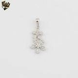 (2-6354) 925 Sterling Silver -Zircon Double Flower Set.