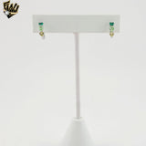 (2-4228) 925 Sterling Silver - Triple Green Zircon Huggies.