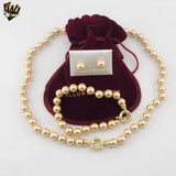 (MSET-53) Gold Laminate - 8mm Champagne Mallorca Pearls Set.