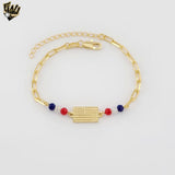 (1-0556) Laminado de oro - Pulsera de elefantes con eslabones alternativos de 5 mm - 7,5" - BGO