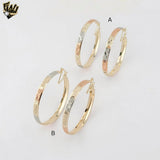 (1-2785) Gold Laminate - Three Tone Hoops - BGO