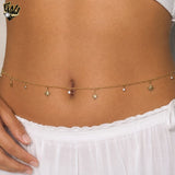 (1-6494) Gold Laminate - 2mm Figaro Link Charms Body Chain - BGF